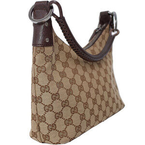 Gucci Bag Brown Shoulder Hobo Canvas GG Shoulder Semi